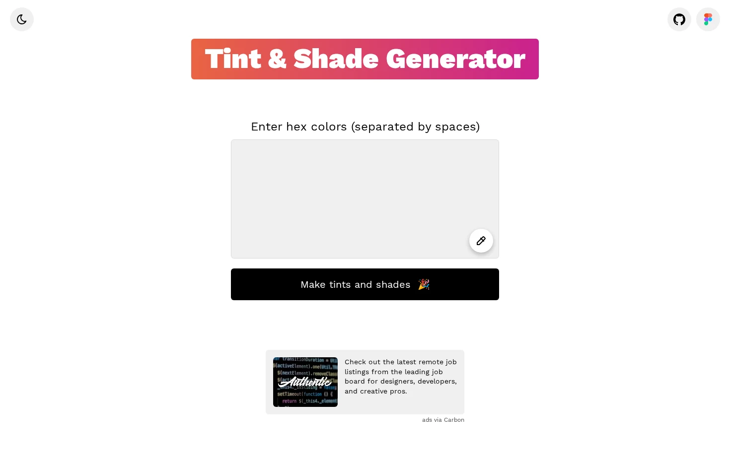 Tint & Shade Generator 页面快照